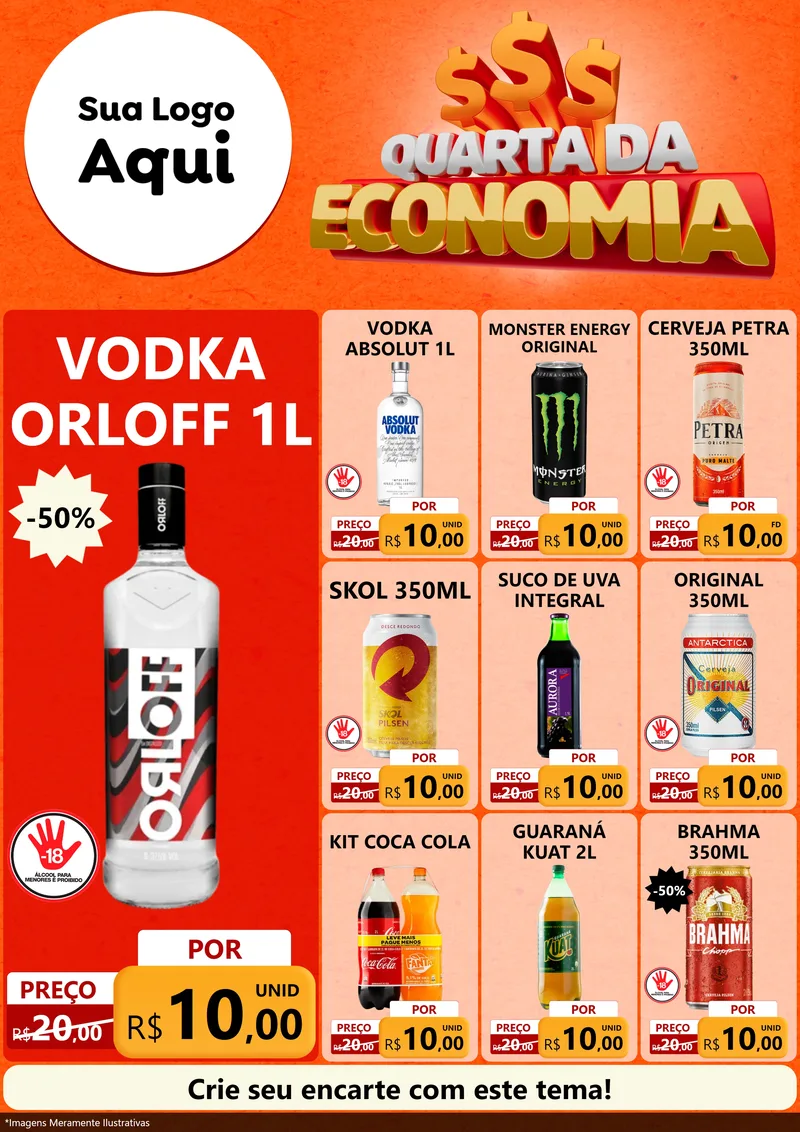 Modelo de Encarte para Encarte A4 Vertical com o tema Quarta da Economia para Distribuidora de bebidas