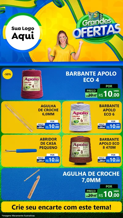 Modelo de TV para TV Vertical com o tema Grandes Ofertas para Armarinho e Aviamentos