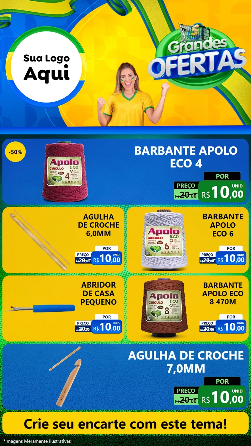 Modelo de TV para TV Vertical com o tema Grandes Ofertas para Armarinho e Aviamentos