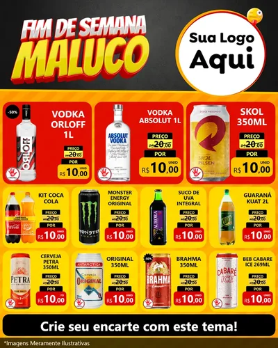 Modelo de Rede Social para Feed Instagram com o tema Final de Semana Maluco para Distribuidora de bebidas