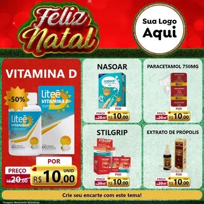 Modelo de Rede Social para Feed Facebook com o tema Feliz Natal para Farmácia