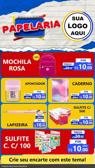 Modelo de TV para TV Vertical com o tema Papelaria para Papelaria
