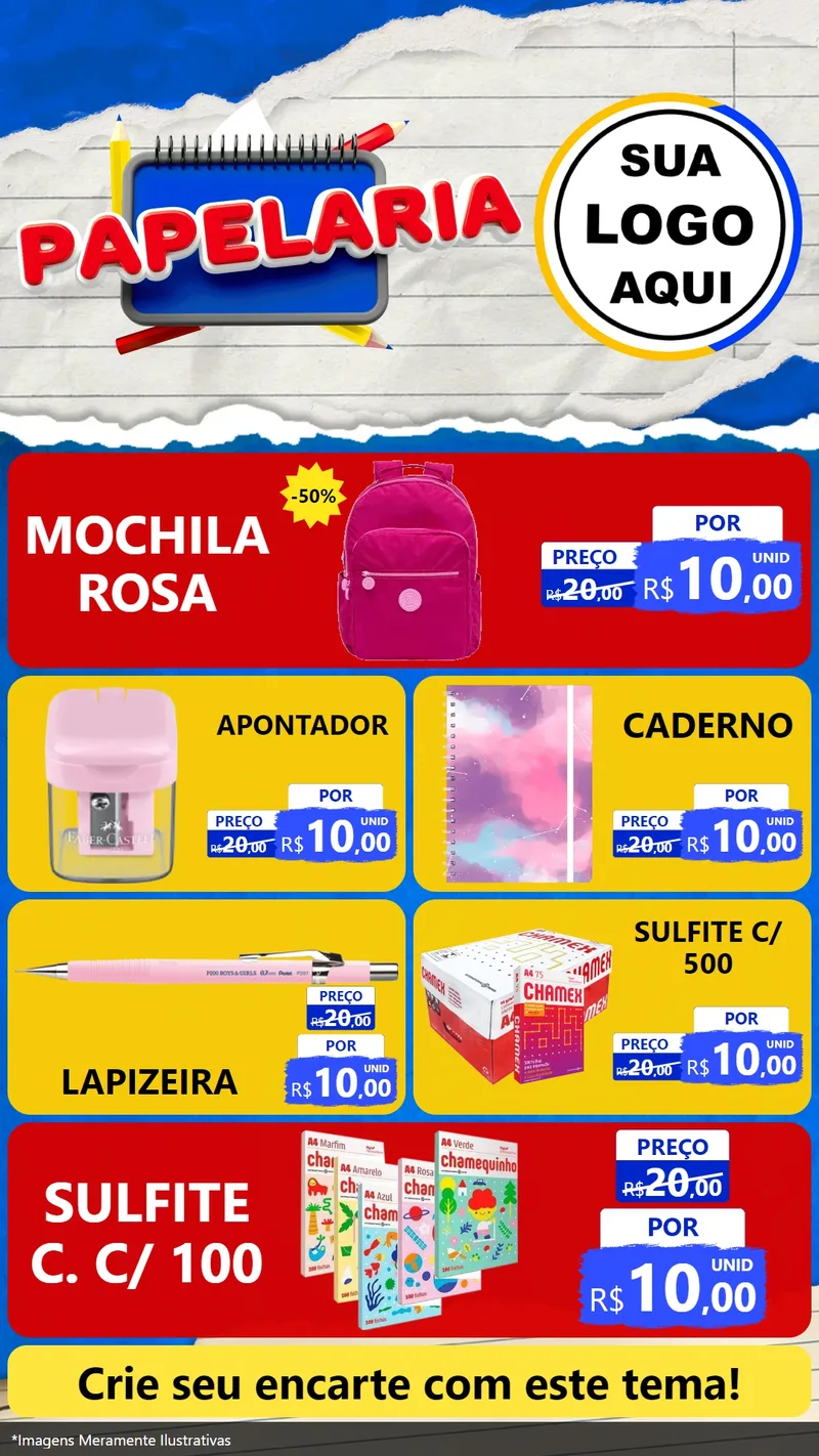 Modelo de TV para TV Vertical com o tema Papelaria para Papelaria