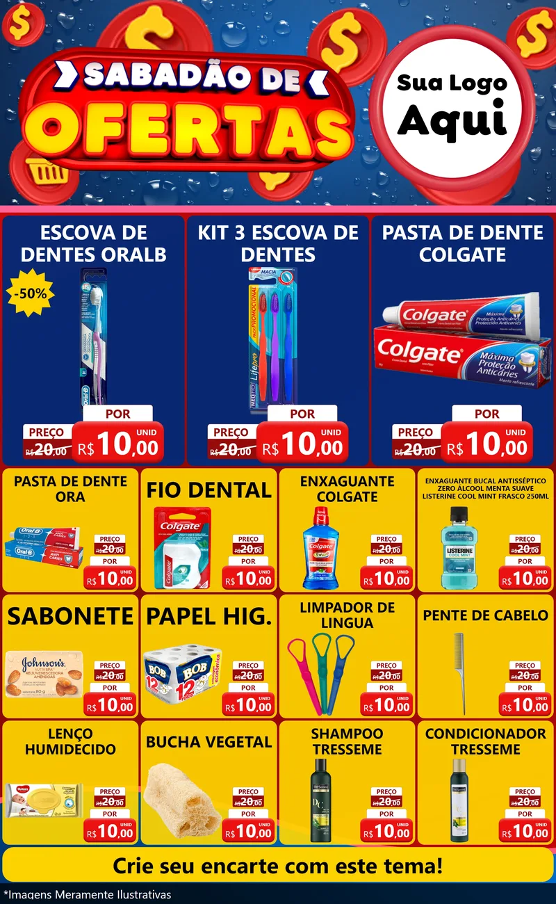 Modelo de Encarte para Encarte Grande com o tema Sabadão de Ofertas para Higiene Pessoal