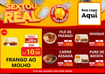 Modelo de Encarte para Encarte A4 Horizontal com o tema Sextou do Real para Restaurante