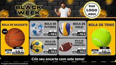 Modelo de TV para TV Horizontal com o tema Black Week para Artigos Esportivos