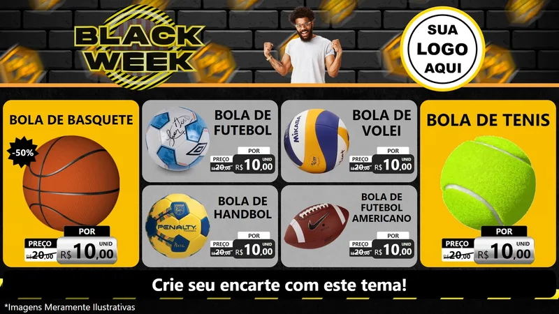 Modelo de TV para TV Horizontal com o tema Black Week para Artigos Esportivos