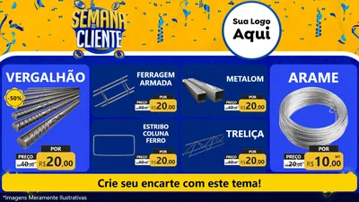 Modelo de TV para TV Horizontal com o tema Semana do Cliente para Ferragens