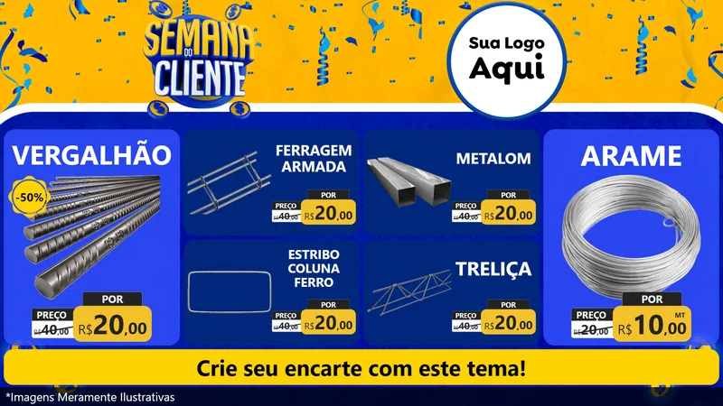 Modelo de TV para TV Horizontal com o tema Semana do Cliente para Ferragens