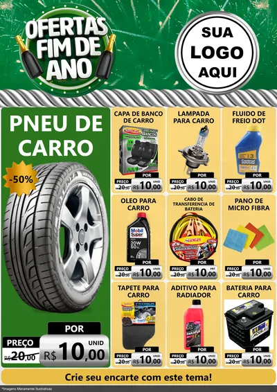 Modelo de Encarte para Encarte A4 Vertical com o tema Ofertas Fim de Ano para Auto peças