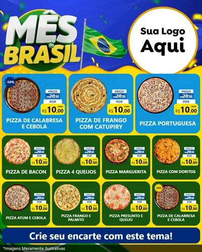 Modelo de Rede Social para Feed Instagram com o tema Mês do Brasil para Pizzaria