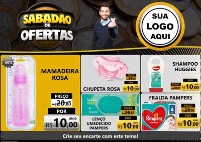 Modelo de Encarte para Encarte A4 Horizontal com o tema Sabadão de Ofertas para Bebês