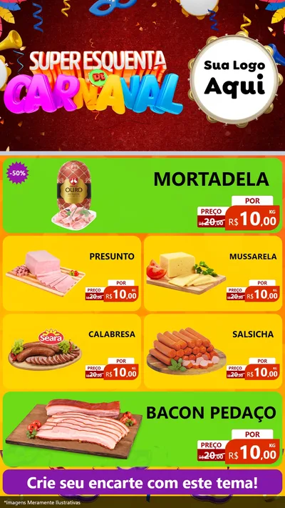 Modelo de TV para TV Vertical com o tema Super Esquenta de Carnaval para Frios e Laticínios