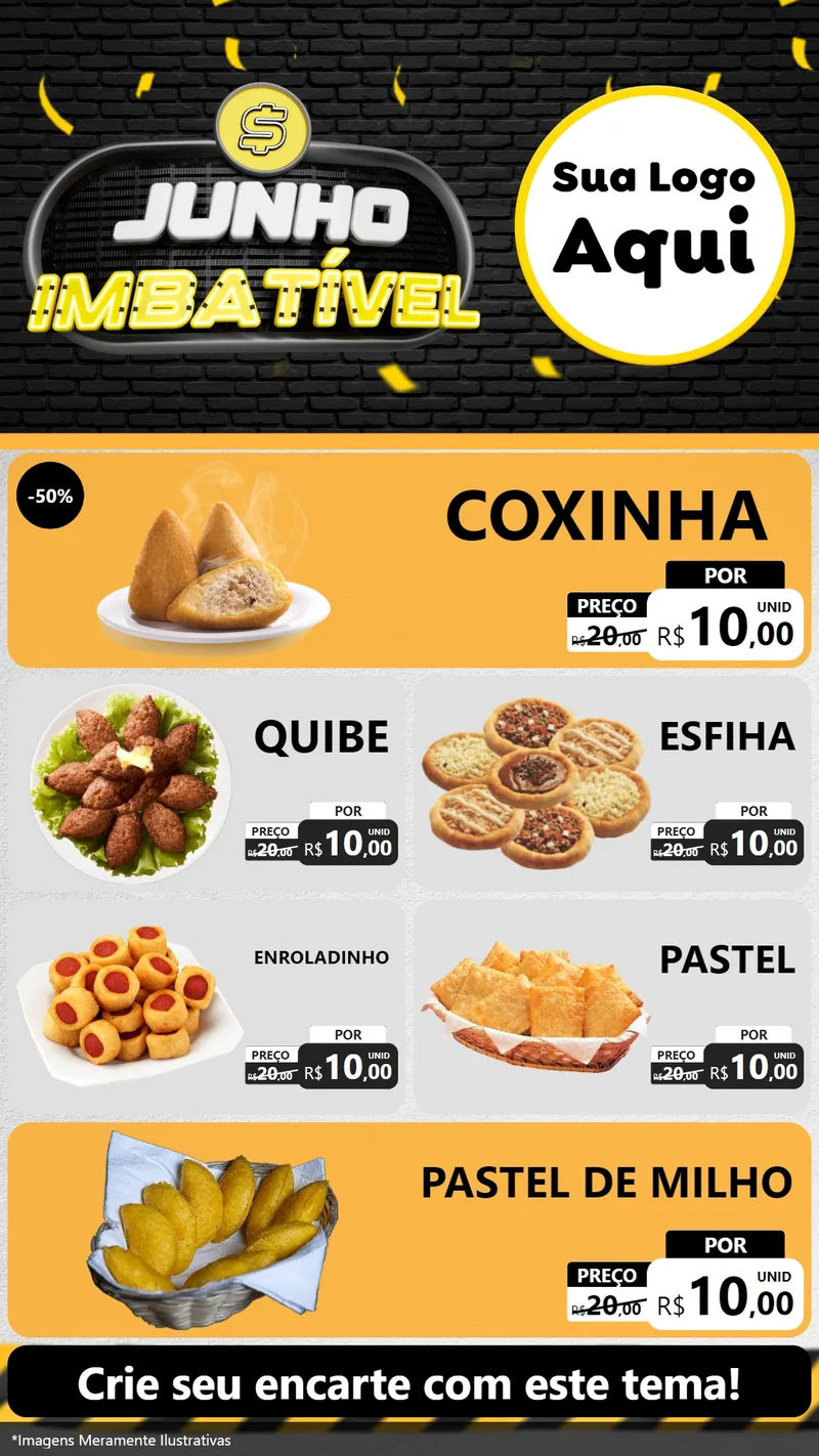 Modelo de TV para TV Vertical com o tema Junho Imbatível para Salgadaria