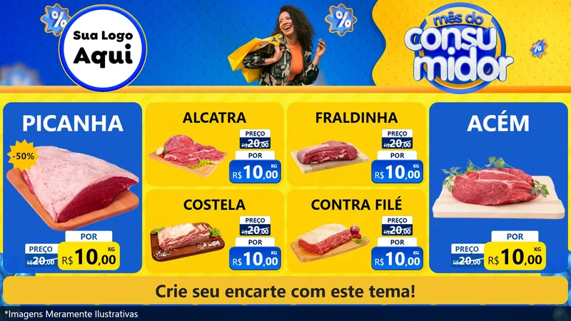 Modelo de TV para TV Horizontal com o tema Mês do Consumidor para Açougue