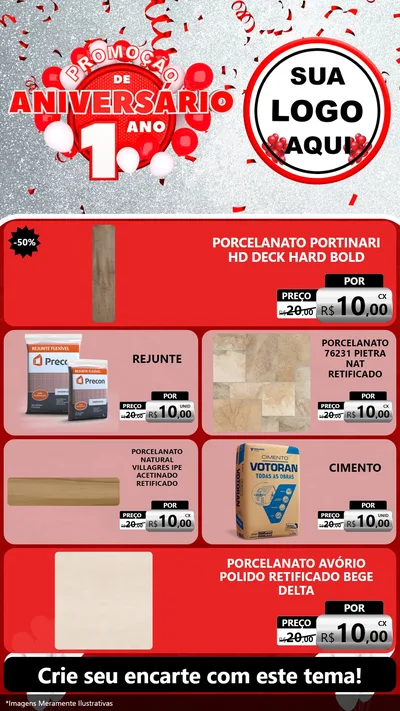 Modelo de TV para TV Vertical com o tema Promoção de Aniversário - 1 Ano para Pisos e revestimentos