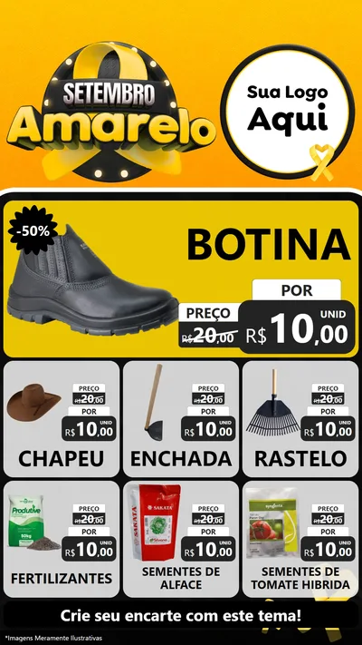 Modelo de Rede Social para Stories com o tema Setembro Amarelo para Agropecuária