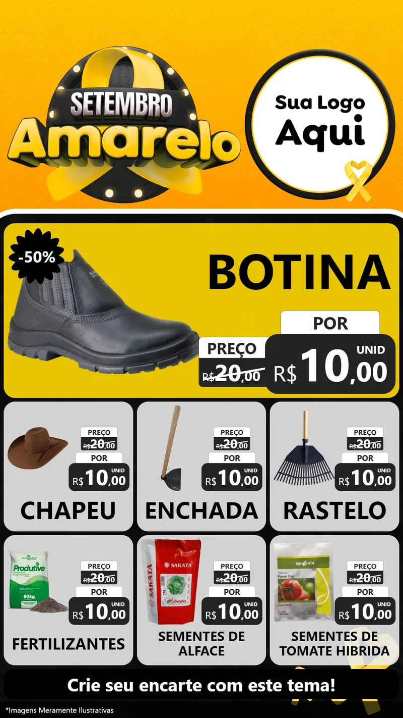 Modelo de Rede Social para Stories com o tema Setembro Amarelo para Agropecuária