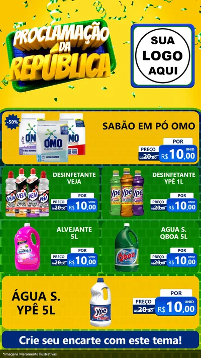 Modelo de TV para TV Vertical com o tema Proclamação da República para Produtos de Limpeza