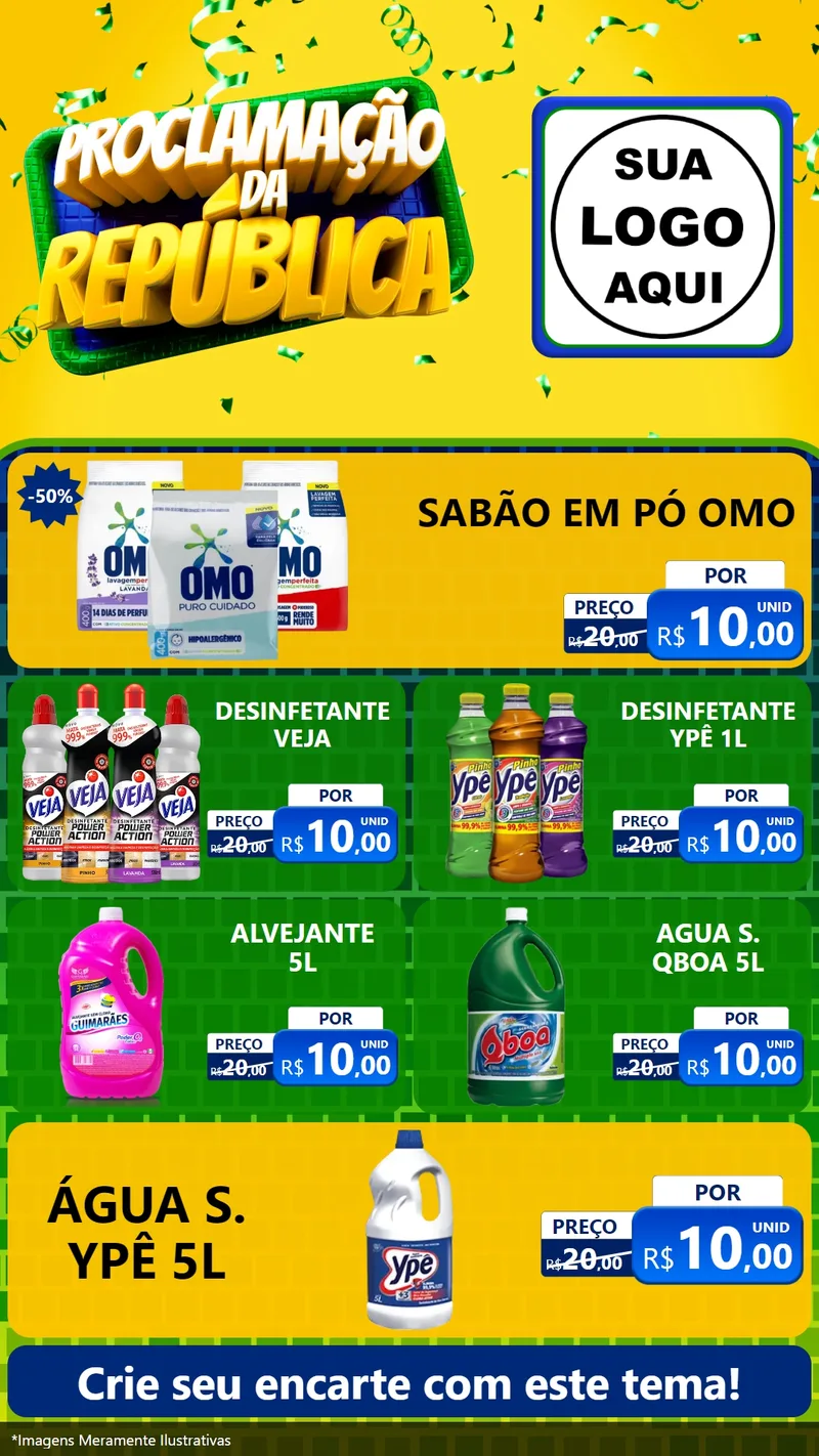 Modelo de TV para TV Vertical com o tema Proclamação da República para Produtos de Limpeza