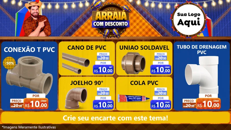 Modelo de TV para TV Horizontal com o tema Arraiá Com Desconto para Tubos e conexões