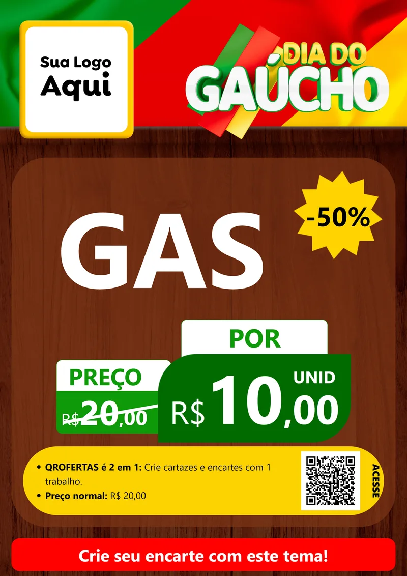 Modelo de Cartaz para Cartaz A4 Vertical com o tema Dia do Gaúcho para Água e gás