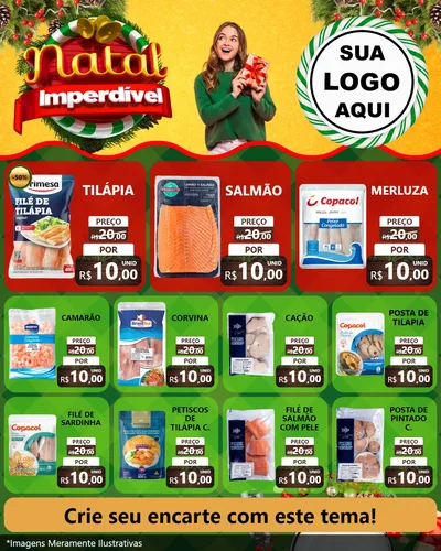 Modelo de Rede Social para Feed Instagram com o tema Natal Imperdível para Peixaria