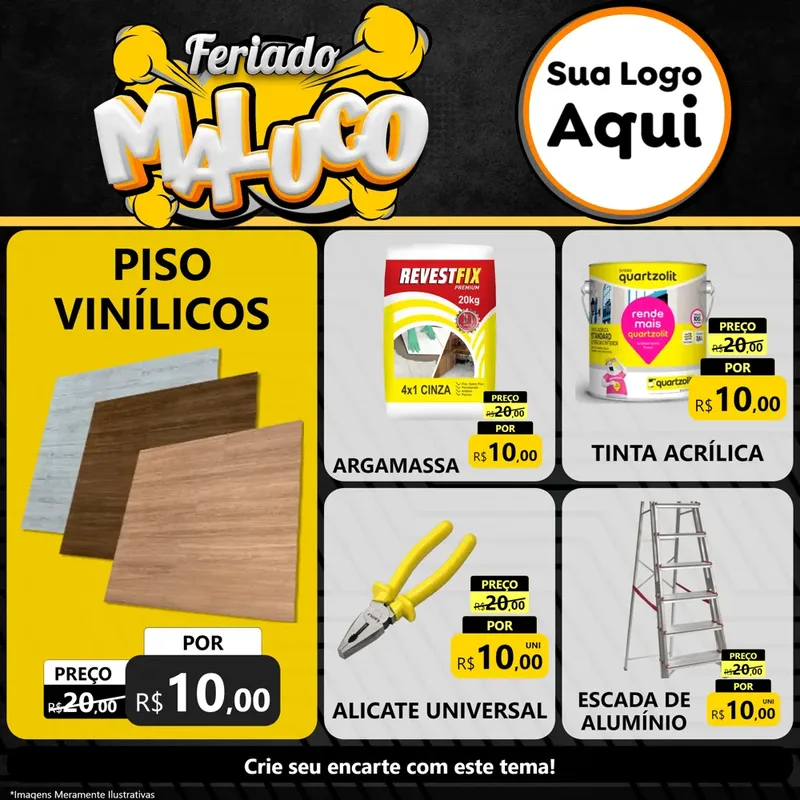 Modelo de Rede Social para Feed Facebook com o tema Feriado Maluco para Material para Construção