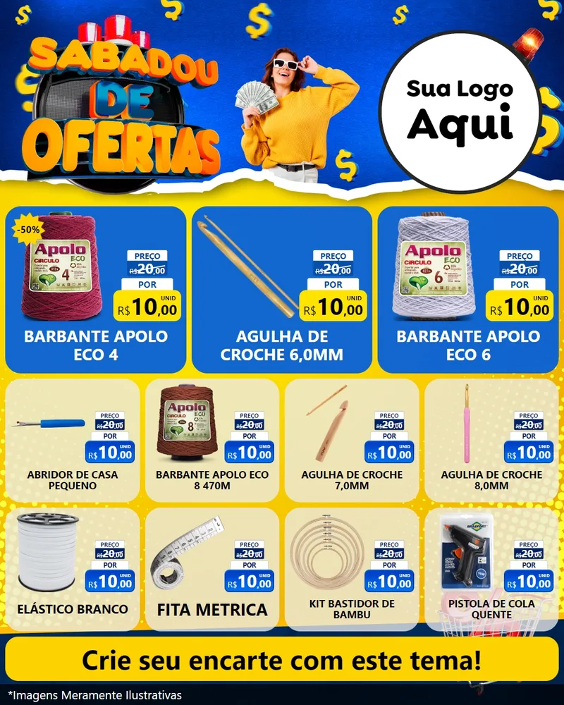 Modelo de Rede Social para Feed Instagram com o tema Sabadou de Ofertas para Armarinho e Aviamentos