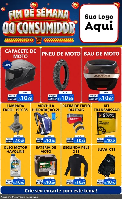 Modelo de Encarte para Encarte Grande com o tema Fim de Semana do Consumidor para Moto peças