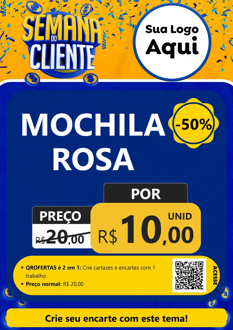 Modelo de Cartaz para Cartaz A4 Vertical com o tema Semana do Cliente para Papelaria