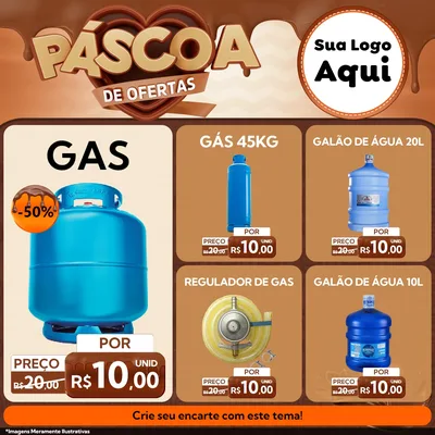 Modelo de Rede Social para Feed Facebook com o tema Páscoa de Ofertas para Água e gás