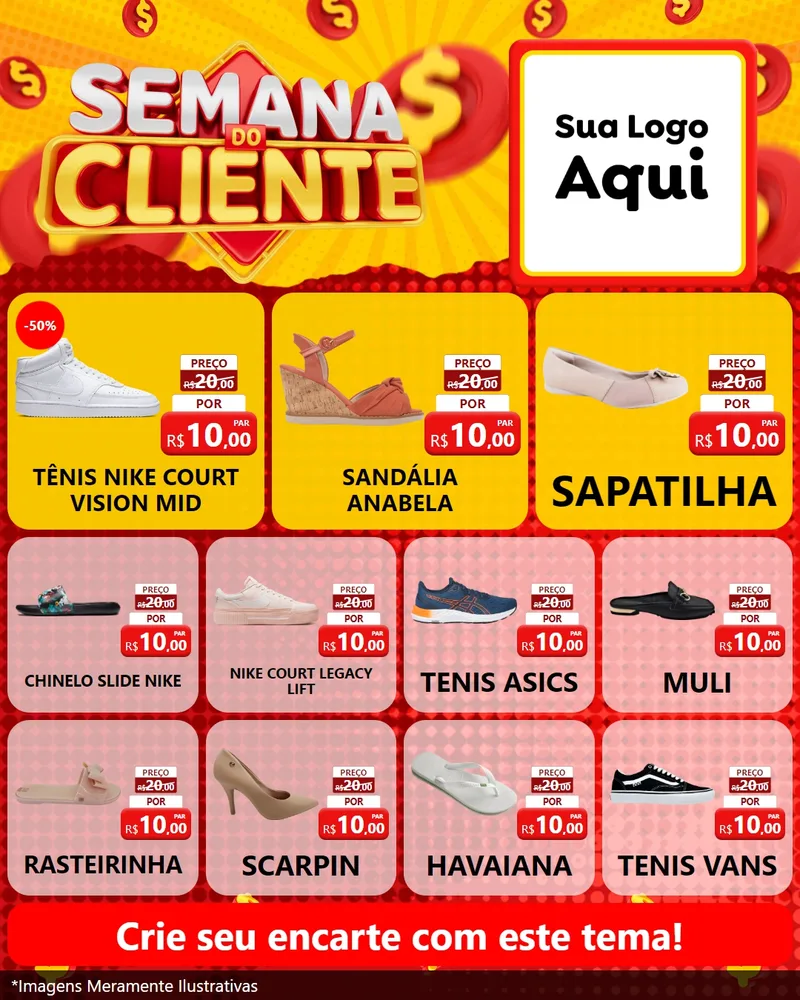 Modelo de Rede Social para Feed Instagram com o tema Semana do Cliente para Calçados