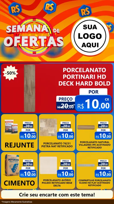 Modelo de Rede Social para Stories com o tema Semana de Ofertas para Pisos e revestimentos