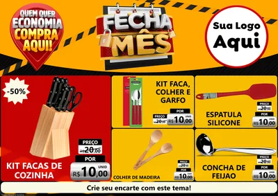 Modelo de Encarte para Encarte A4 Horizontal com o tema Fecha Mês para Utilidades Domésticas