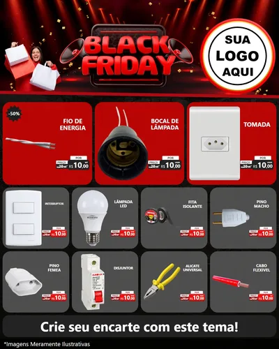 Modelo de Rede Social para Feed Instagram com o tema Black Friday para Materiais Elétricos