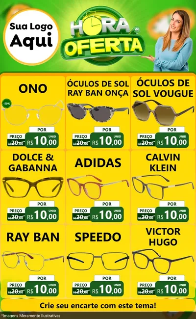 Modelo de Encarte para Encarte Grande com o tema Hora da Oferta para Óticas