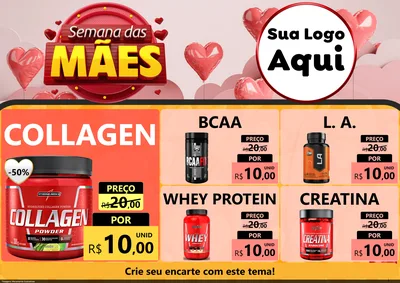 Modelo de Encarte para Encarte A4 Horizontal com o tema Semana das Mães para Suplementos alimentares