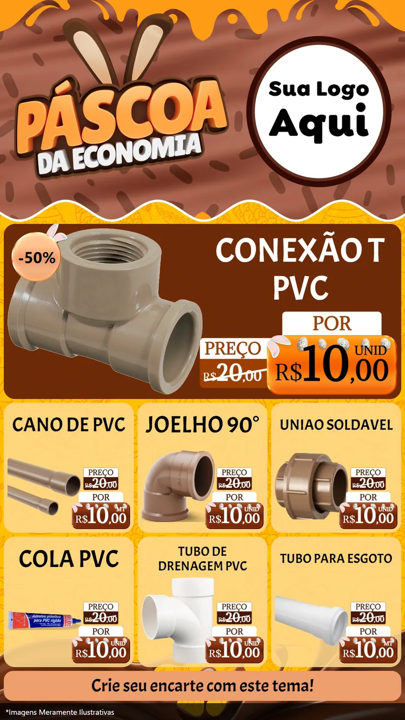 Modelo de Rede Social para Stories com o tema Páscoa da Economia para Tubos e conexões