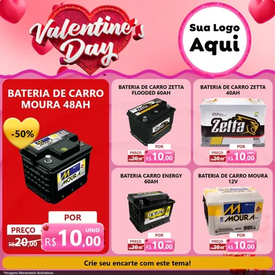 Modelo de Rede Social para Feed Facebook com o tema Valentine's Day para Baterias Elétricas