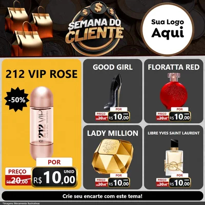 Modelo de Rede Social para Feed Facebook com o tema Semana do Cliente para Perfumes