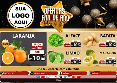 Modelo de Encarte para Encarte A4 Horizontal com o tema Ofertas de Fim de Ano para Hortifrúti