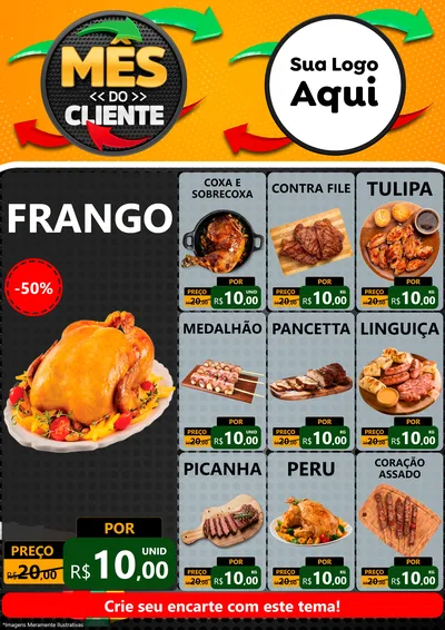 Modelo de Encarte para Encarte A4 Vertical com o tema Mês do Cliente para Assados