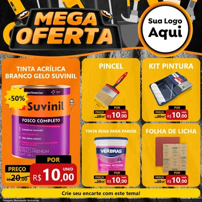 Modelo de Rede Social para Feed Facebook com o tema Mega Oferta para Tintas e Ferramentas