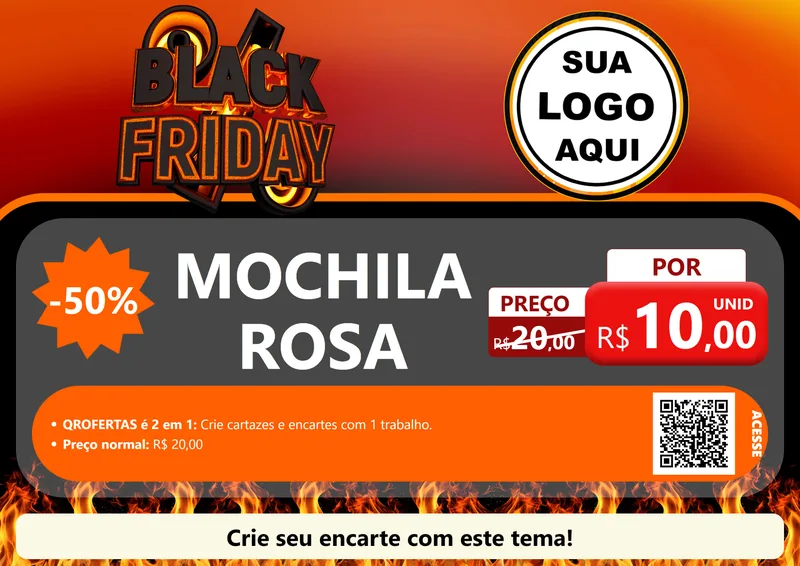 Modelo de Cartaz para Cartaz A4 Horizontal com o tema Black Friday para Papelaria