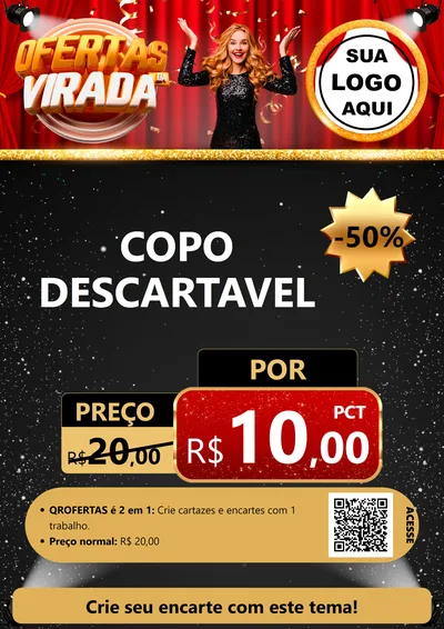 Modelo de Cartaz para Cartaz A4 Vertical com o tema Ofertas da Virada para Embalagens