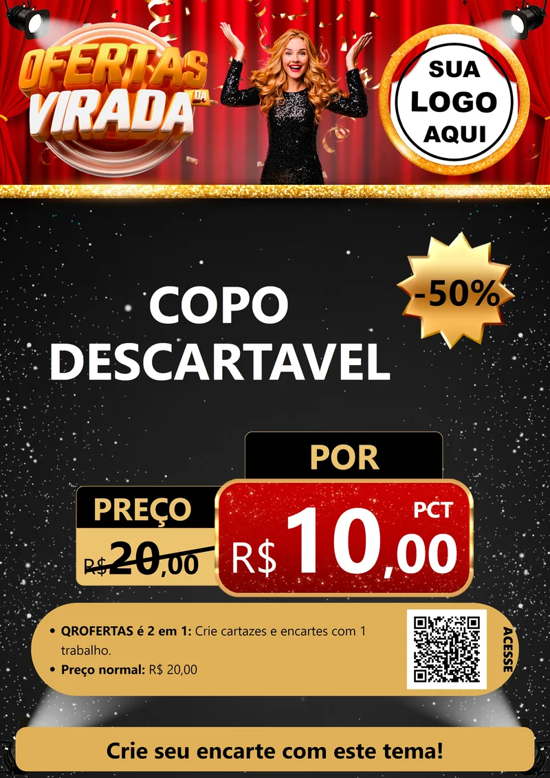 Modelo de Cartaz para Cartaz A4 Vertical com o tema Ofertas da Virada para Embalagens