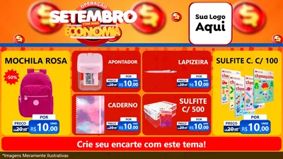 Modelo de TV para TV Horizontal com o tema Operação Setembro Com Muita Economia para Papelaria