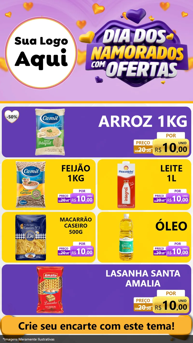 Modelo de TV para TV Vertical com o tema Dia Dos Namorados Com Ofertas para Supermercado