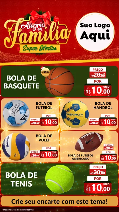 Modelo de TV para TV Vertical com o tema Alegria em Família Super Ofertas - Natal para Artigos Esportivos